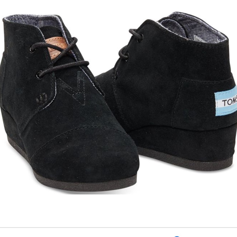TOMS Black Wedge Suede Booties Size 10